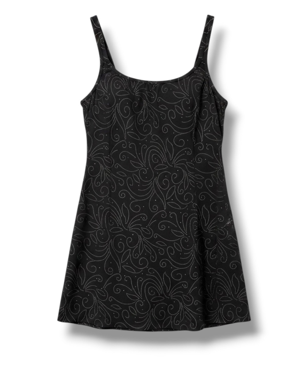 Robby Len Black Swimwear Dress Gold Metallic Design Size 16 Swimsuit Modest